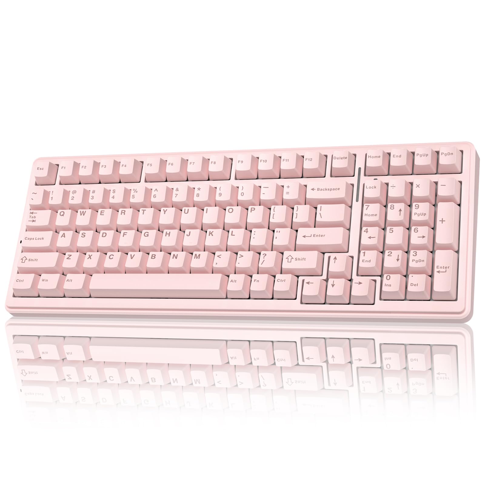 Photo 1 of AULA F99 Wireless Mechanical Keyboard-Silent Version,Tri-Mode(BT5.0/2.4GHz/USB-C),Gasket Structure,Hot Swappable Mechanical Keyboard with Pre-lubed Linear Switches,RGB Backlit PC Gaming Keyboards,Pink