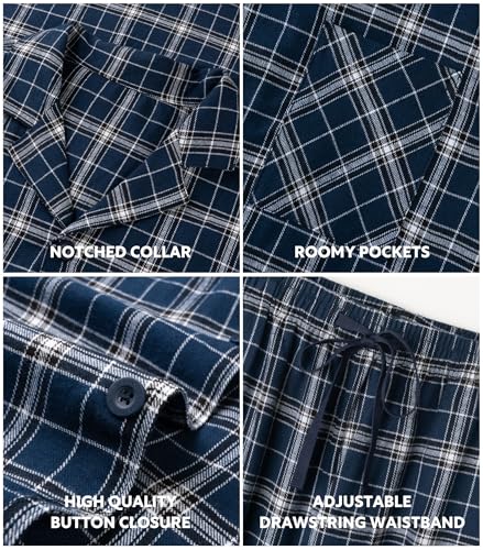 Image of DAVID ARCHY Men's Pajamas Set Flannel Pjs Sets Cotton Pajamas for Men | Ultra-Soft Loungewear Sets, Classic Plaid Sleepwear for Winter, Lounge Set with Roomy Pockets, Pijamas para Hombres