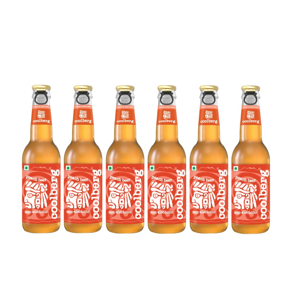 Coolberg Peach Non Alcoholic Beer 330ml Glass Bottle - Pack of 6 (330ml x 6)