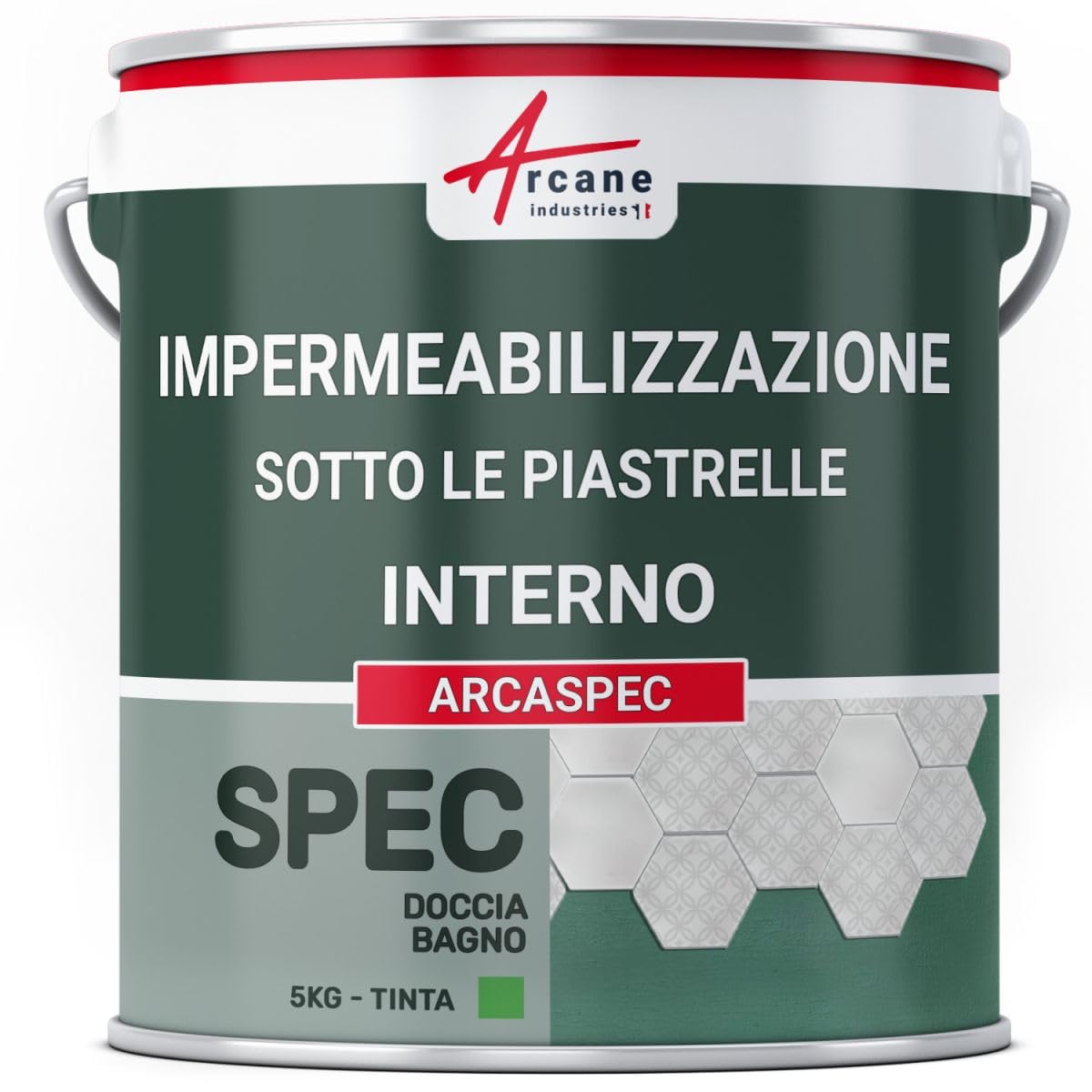 Impermeabilizzazione sotto Piastrelle Doccia Bagno 5 kg | Impermeabilizza Doccia, Bagno, Piastrelle, Calcestruzzo e Pietra, Pronto all'Uso, Applicazione Facile - Arcane Industries