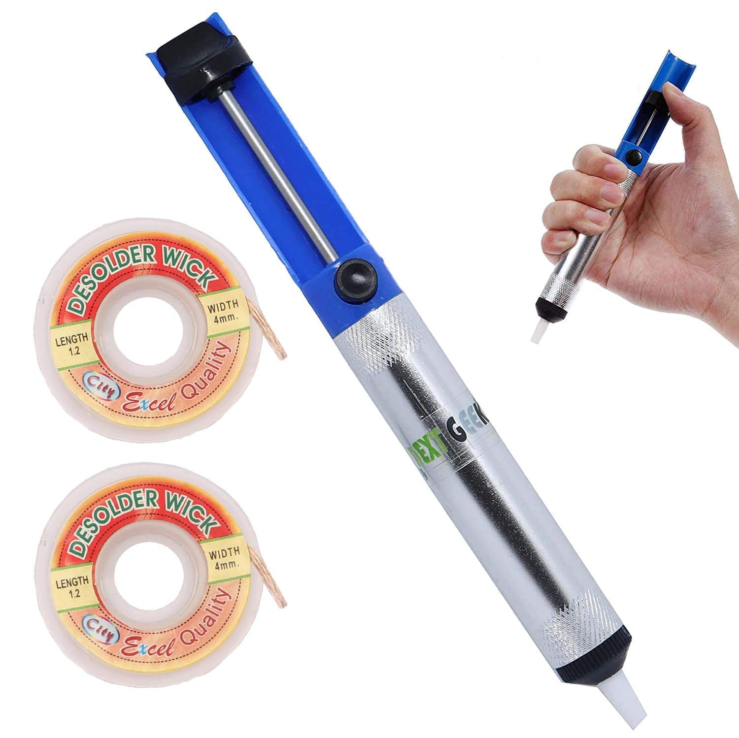 SP Professional Solder Sucker Desoldering Pump with 2 Piece Copper Desoldering Wick (B0BM7G7RZM) Amazon Price History, Amazon Price Tracker