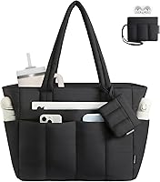 LOVEVOOK Quilted Puffer Tote Bag for Women - Waterproof Work Tote with Zipper, Fits 15.6" Laptop, Teacher Nurse Office Bag