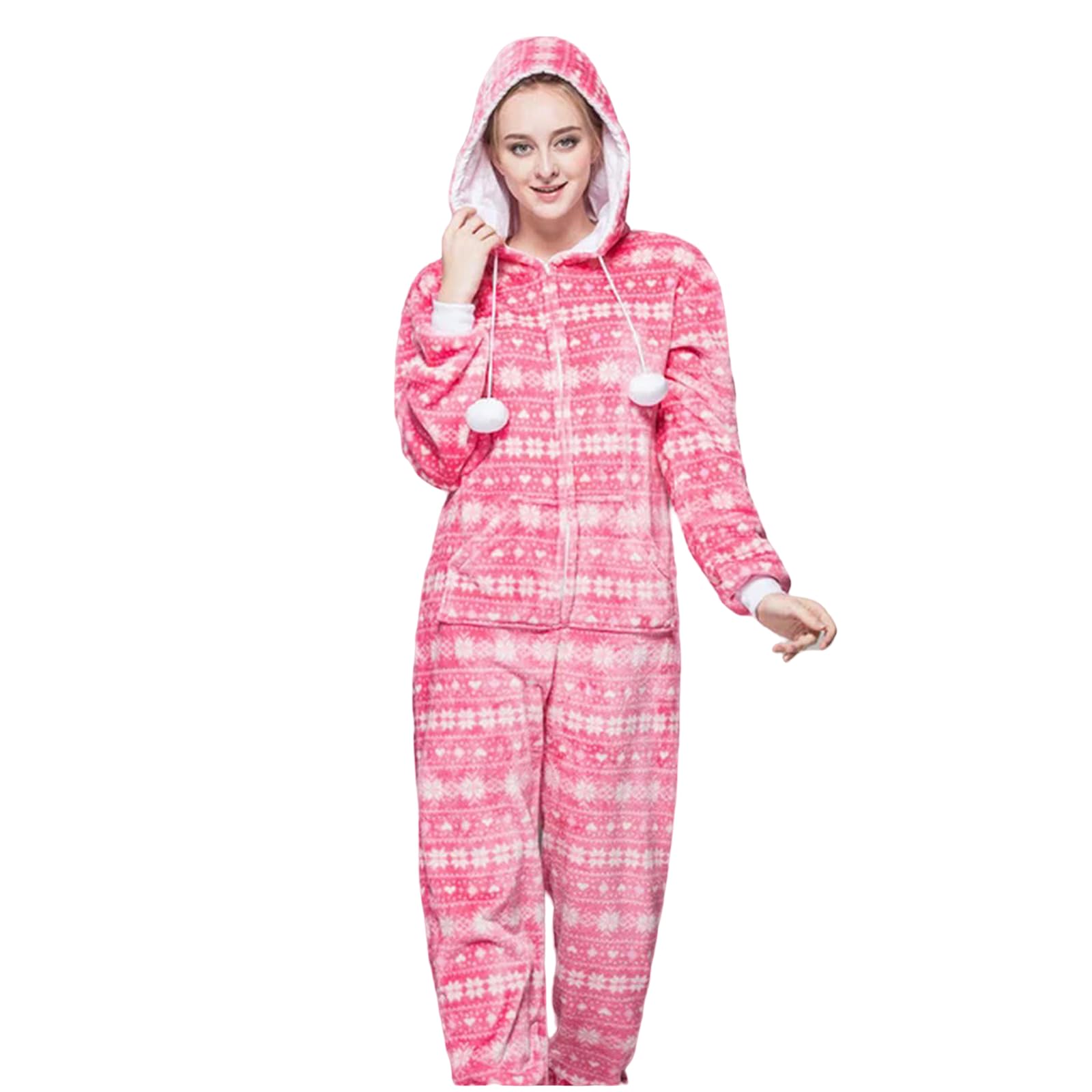 TEidea Pigiama Natale Famiglia Set Pigiami da Donna: Tutine Natalizie Abbinate alle Feste - Pigiama con Cerniera E Cappuccio con Stampe Divertenti
