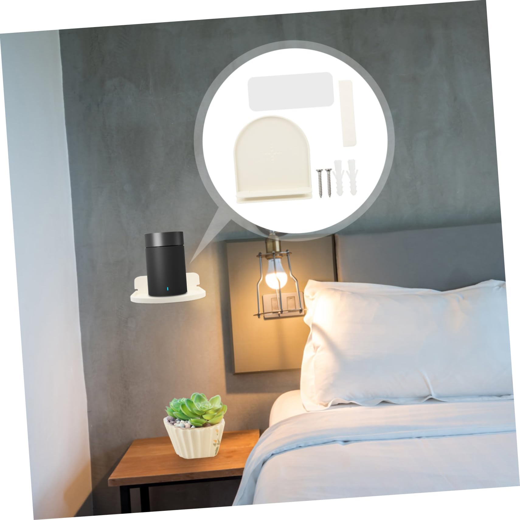 WOONEKY 3 Piezas Soporte Para Altavoz Inteligente Soporte De Almacenamiento De Pared Material Abs Diseño Silencioso Carga Conveniente Configuración Rápida