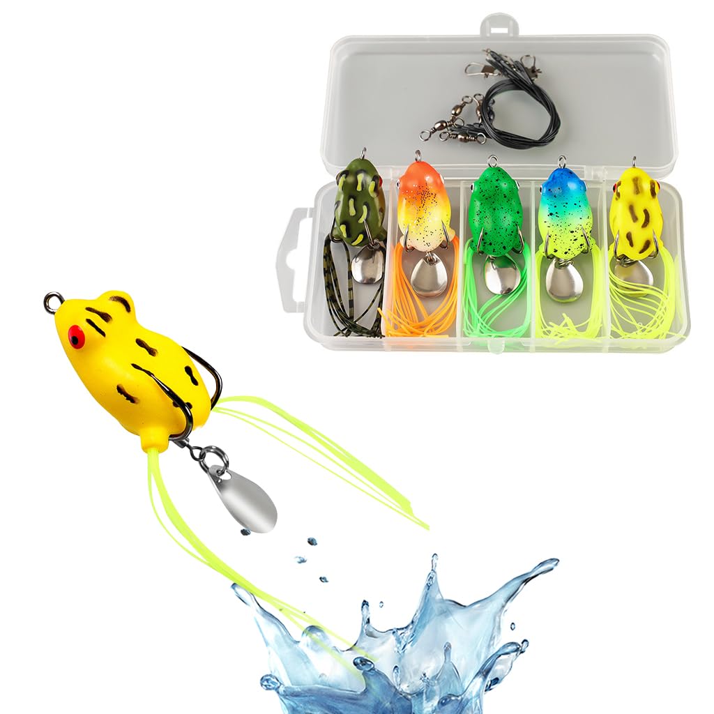 Proberos® Realistic Frog Fishing Lures 3cm Soft Silicone Bait with Anti-Escape Sharp Barbs & Reflective Metal Flash High-Visibility Frog Lures for Freshwater Fish-image-48