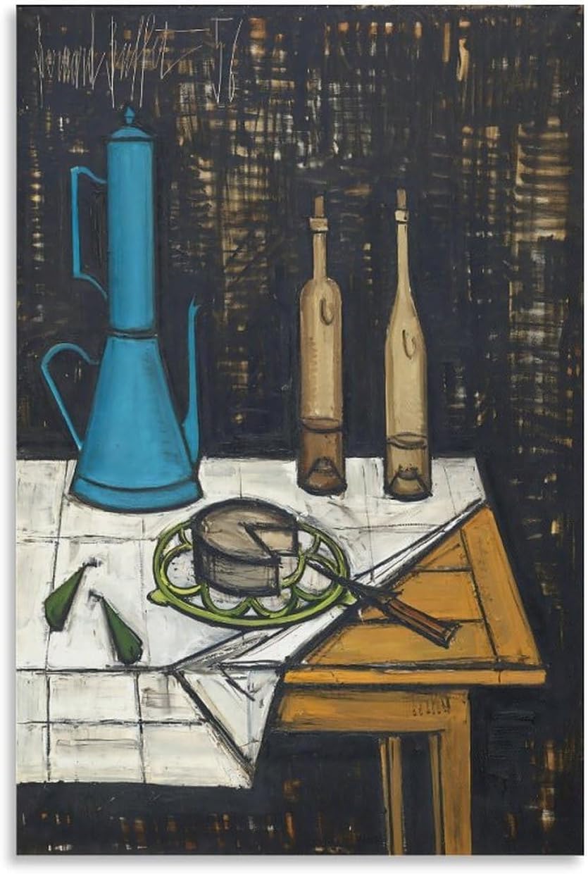 ZZYGGN GMGSW Blue Coffee Pot by Bernard Buffet Poster and Prints Vintage Wall Art Picture Bernard Buffet Canvas Painting for Office Decor 40x60cm Frameless