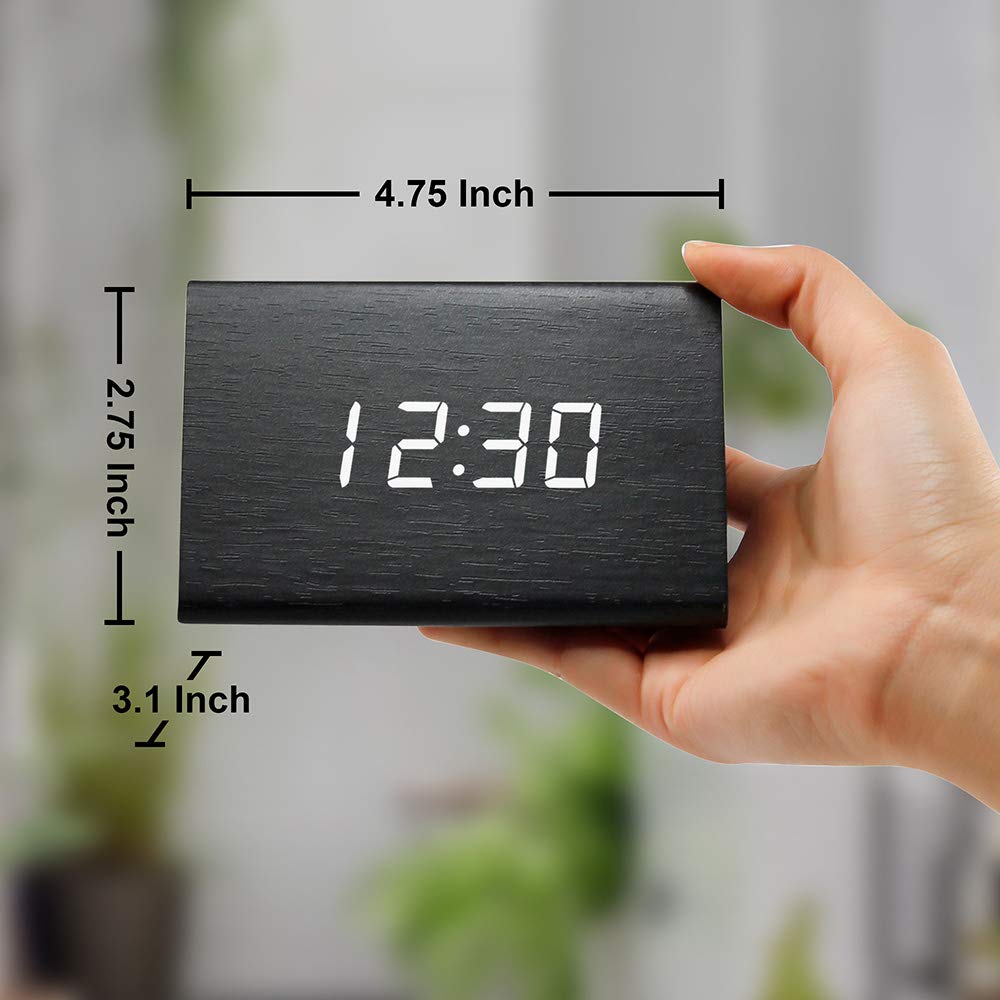 OCT17 Wooden Wood Clock , 2021 New Version LED Alarm Digital Desk Clock