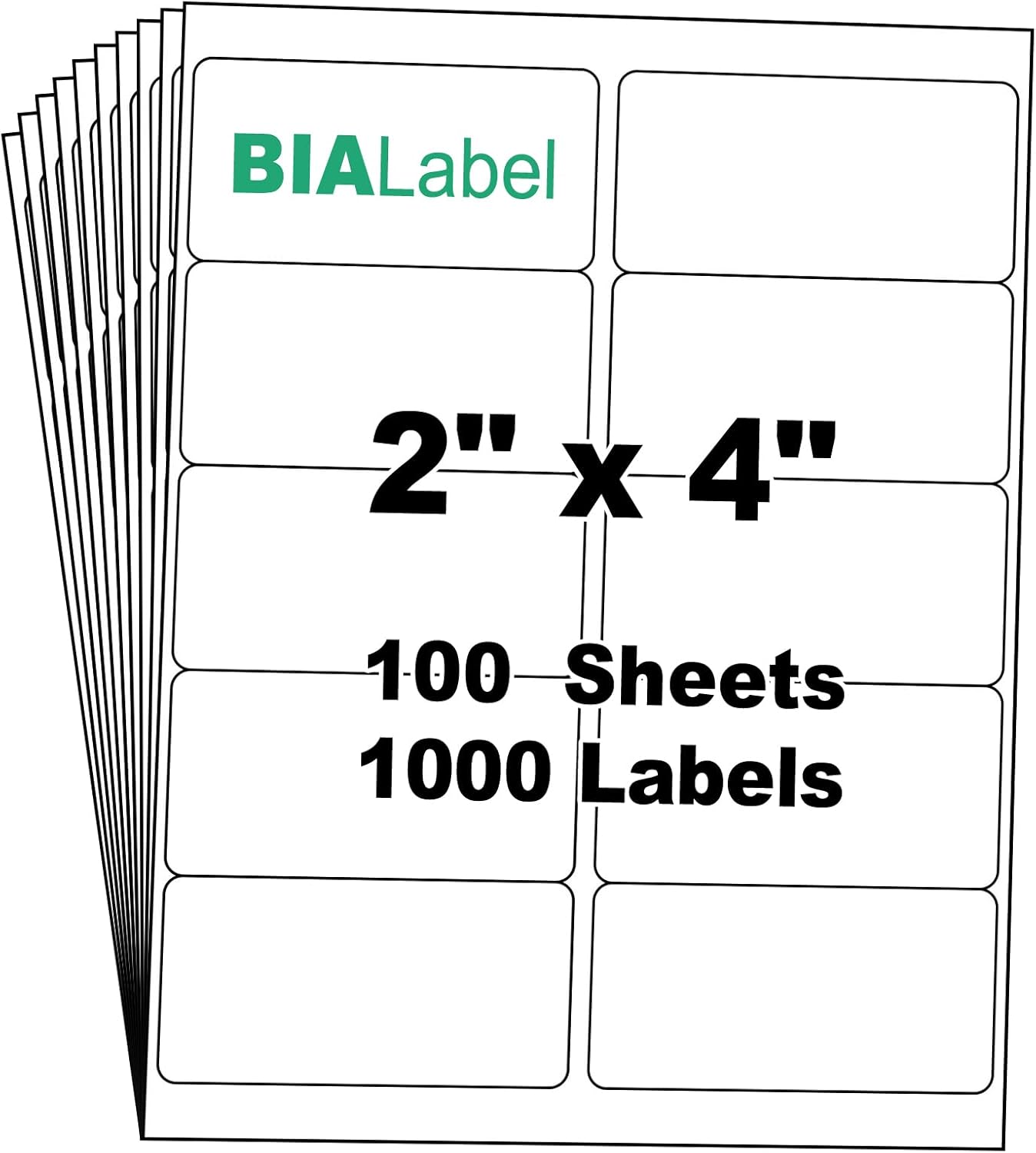 2000 Labels 4-Up 4" x 5'' Shipping Address Barcode Labels for Laser & Inkjet Printers, 500 Sheets, White, Permanent Adhesive, BIAlabel