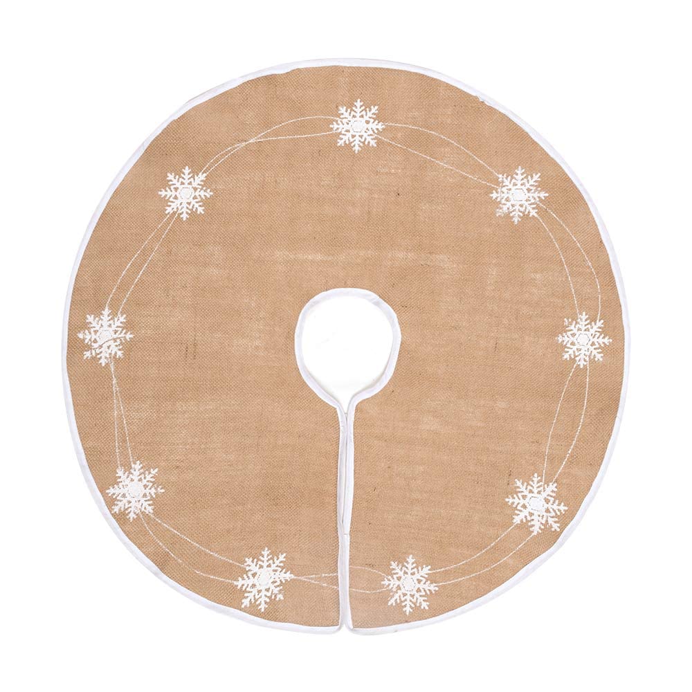 N&T NIETING Manta para árbol de Navidad, 75 cm, falda con copo de nieve blanco, arpillera, manta redonda para decoración navideña