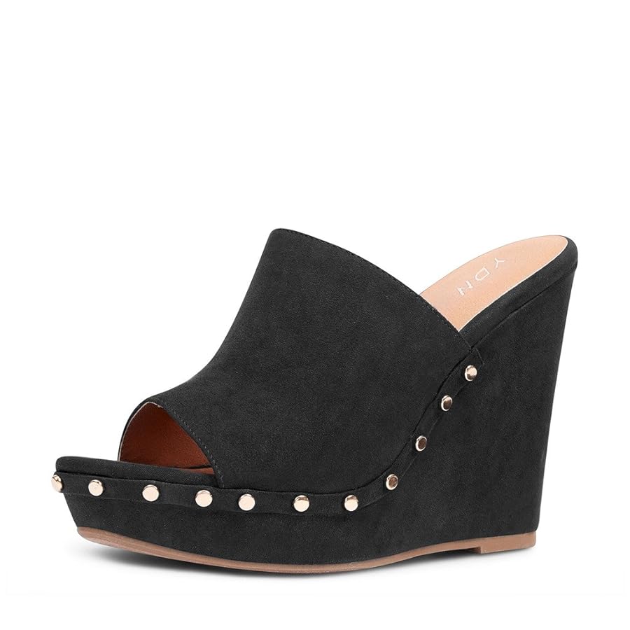 【COLOR iN ID】stud platform mule Amazon.com | YDN Women Studded High Heel Wedge Sandals Open
