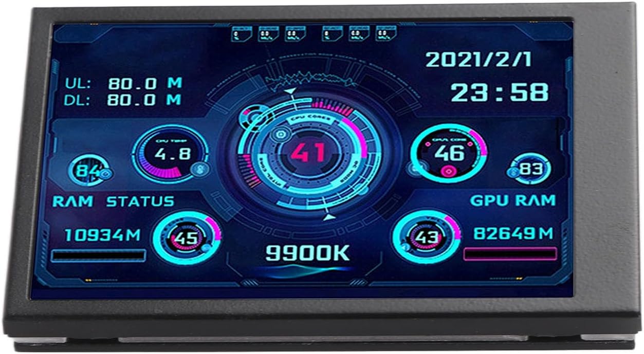 Bewinner 3.5 Inch Computer Temp Monitor, PC Sensor Panel, Full View Small Screen for AIDA64 CPU Hard Disk Data Monitor (Black)