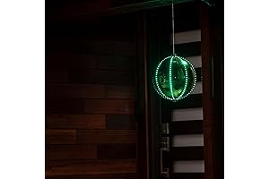 Alpine Corporation 13" H Indoor Large Hanging Christmas Ball Ornament Decoration with Chasing LED Lights