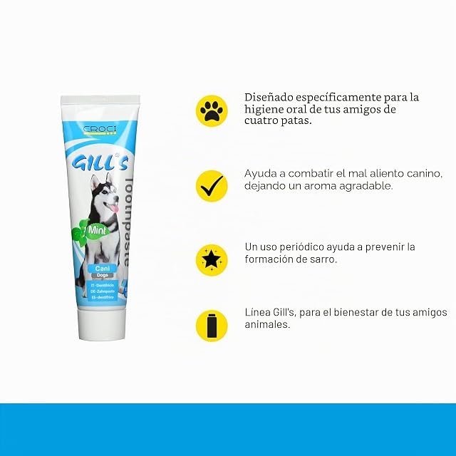 Foto 2 de 2 de Croci Gill'S - Pasta De Dientes Para Perros Con Menta, Para La Limpieza E Higiene Bucal De Los Perros…