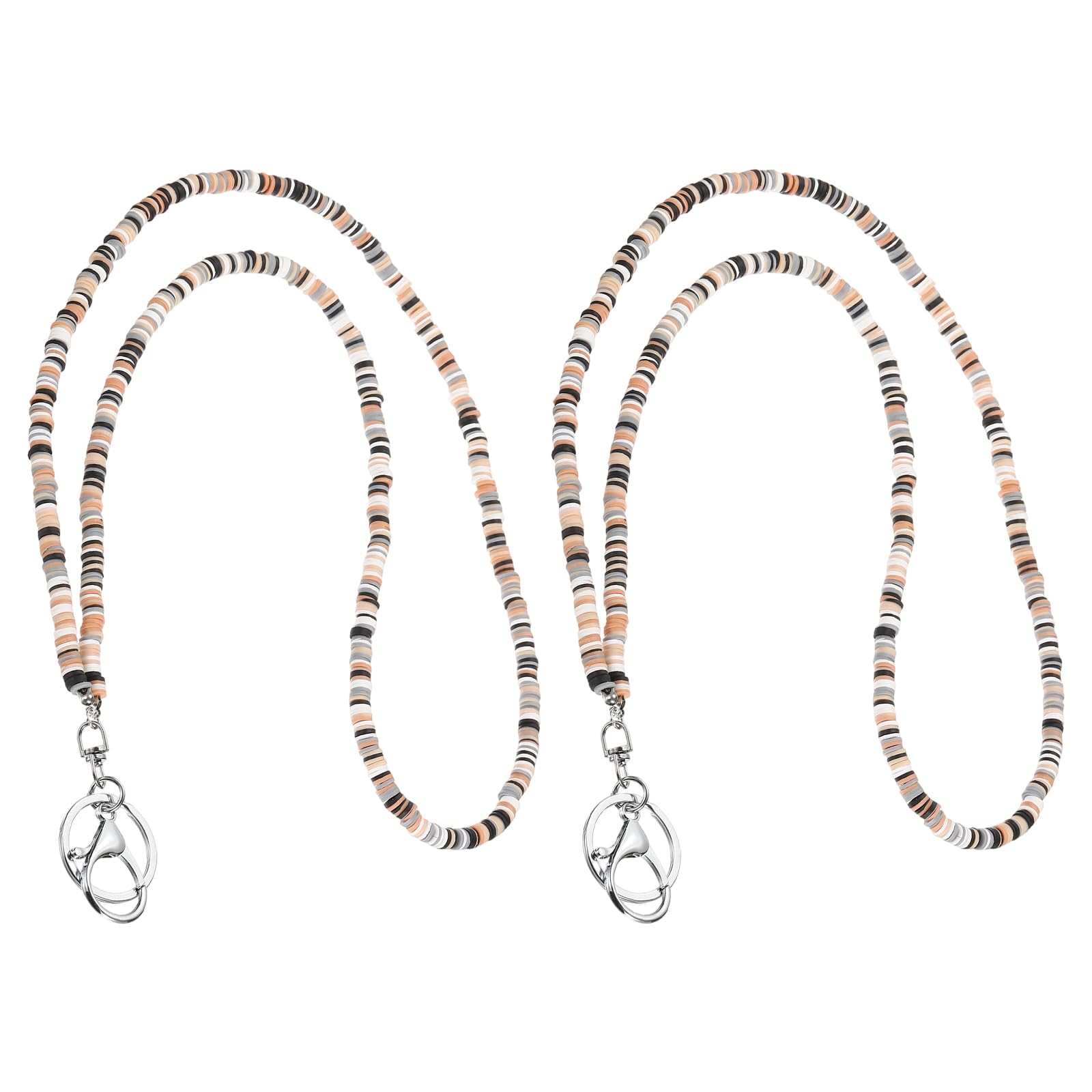 PATIKIL 2Pcs Beaded Teacher Lanyard, Cute Boho Lanyard Necklace Hanging Chain Neck Keychain with Keyring/Buckle for Cruise Ship Cards, Id Badges, Keys Women Teacher Office, Coffee — image 1