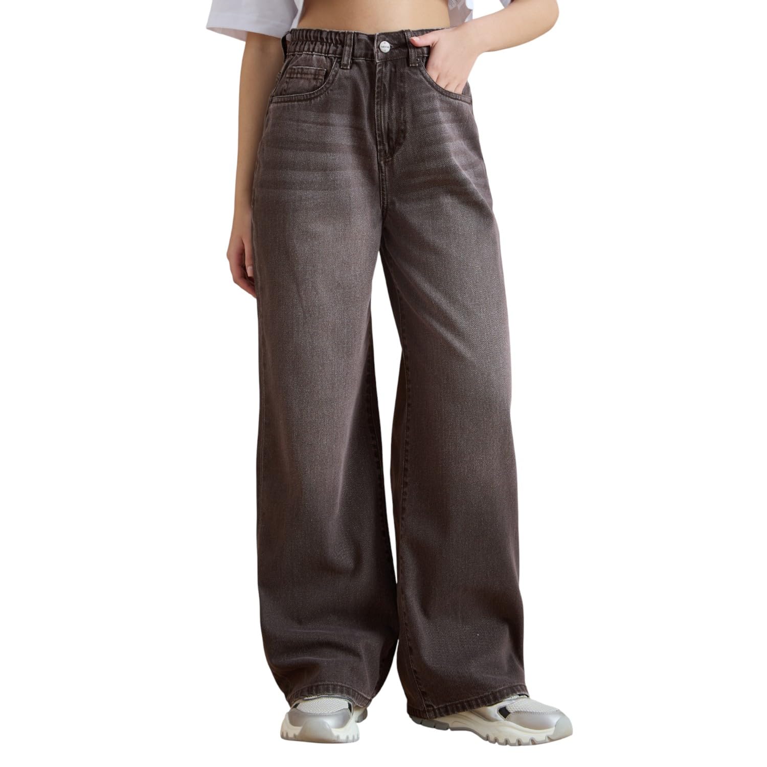 TARAMA High-Waist Wide-Leg Baggy Fit Jeans