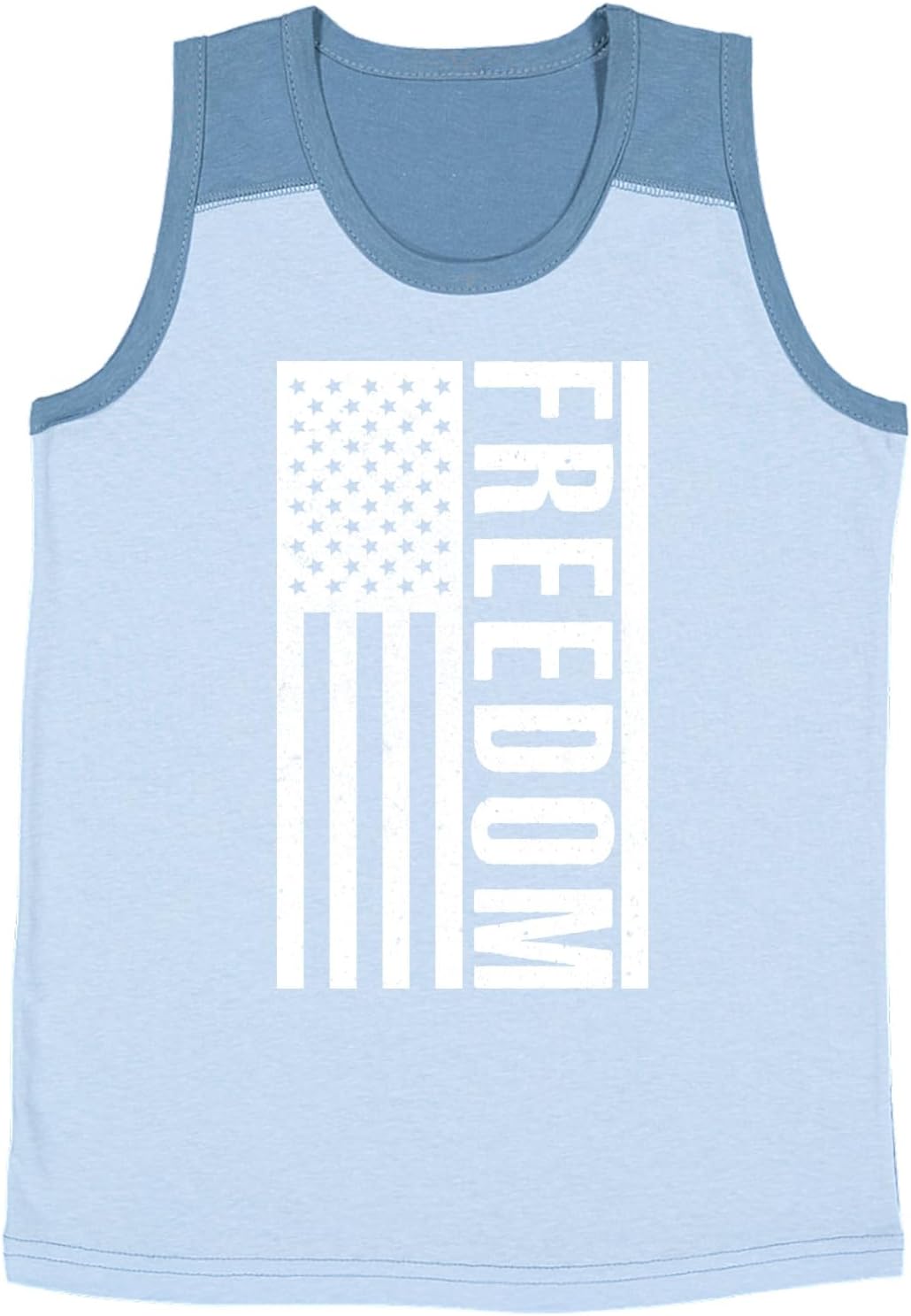 Tcombo Freedom - USA American Flag Vertical Youth Contrast Back Tank Top