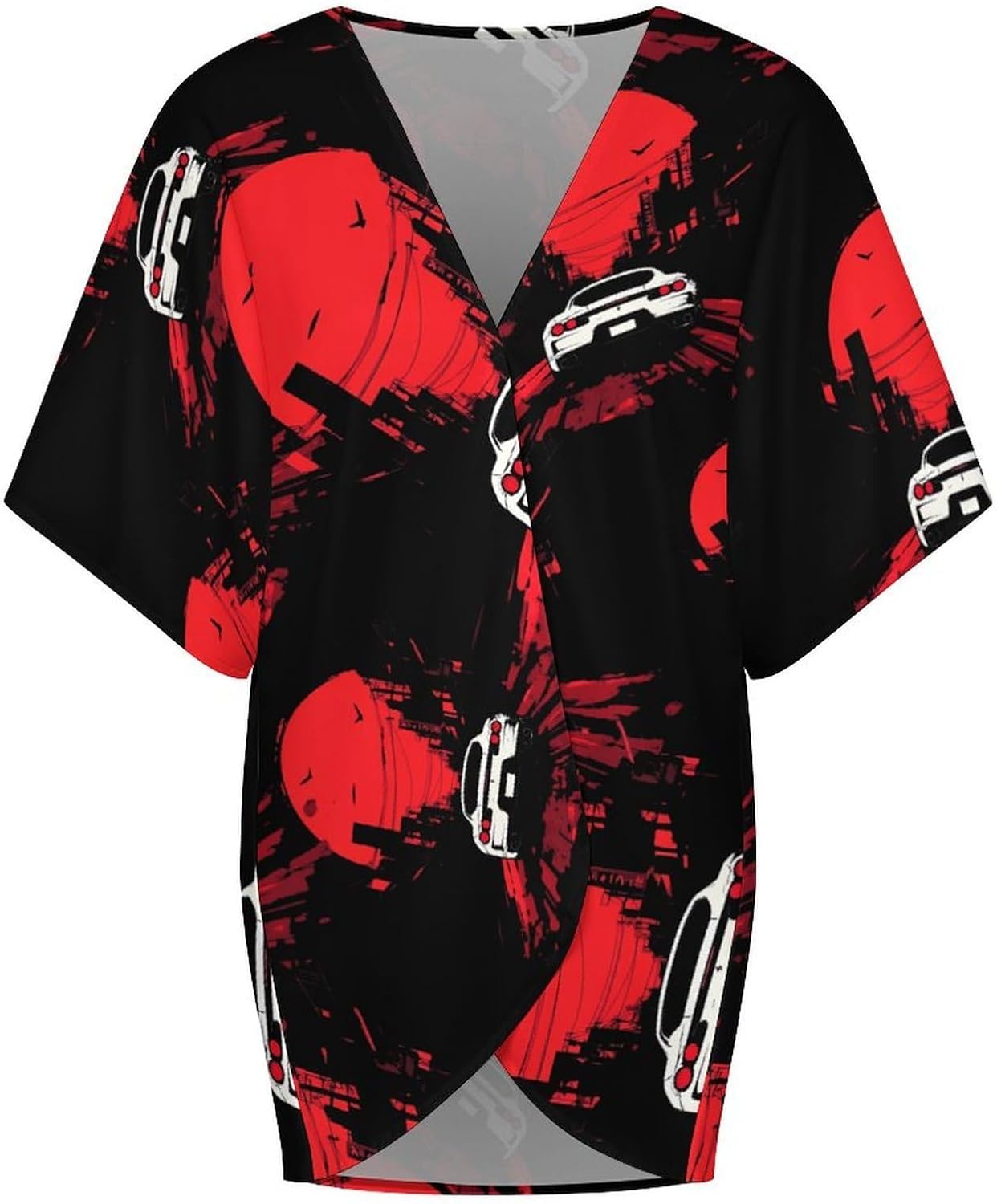 Japan Motorsport-Car Women's Open Front Cardigan Short Sleeves Jacket Lightweight Sweaters Tops