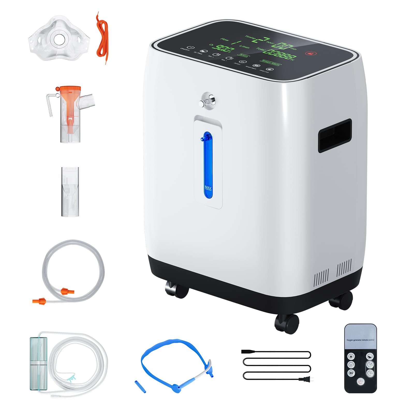 Concentratore di ossigeno portatile, concentrato di ossigeno Xandoril per uso domestico, 90%, 1-7 l/min, dispositivo di ossigeno, concentratore di ossigeno portatile, concentrato di ossigeno con