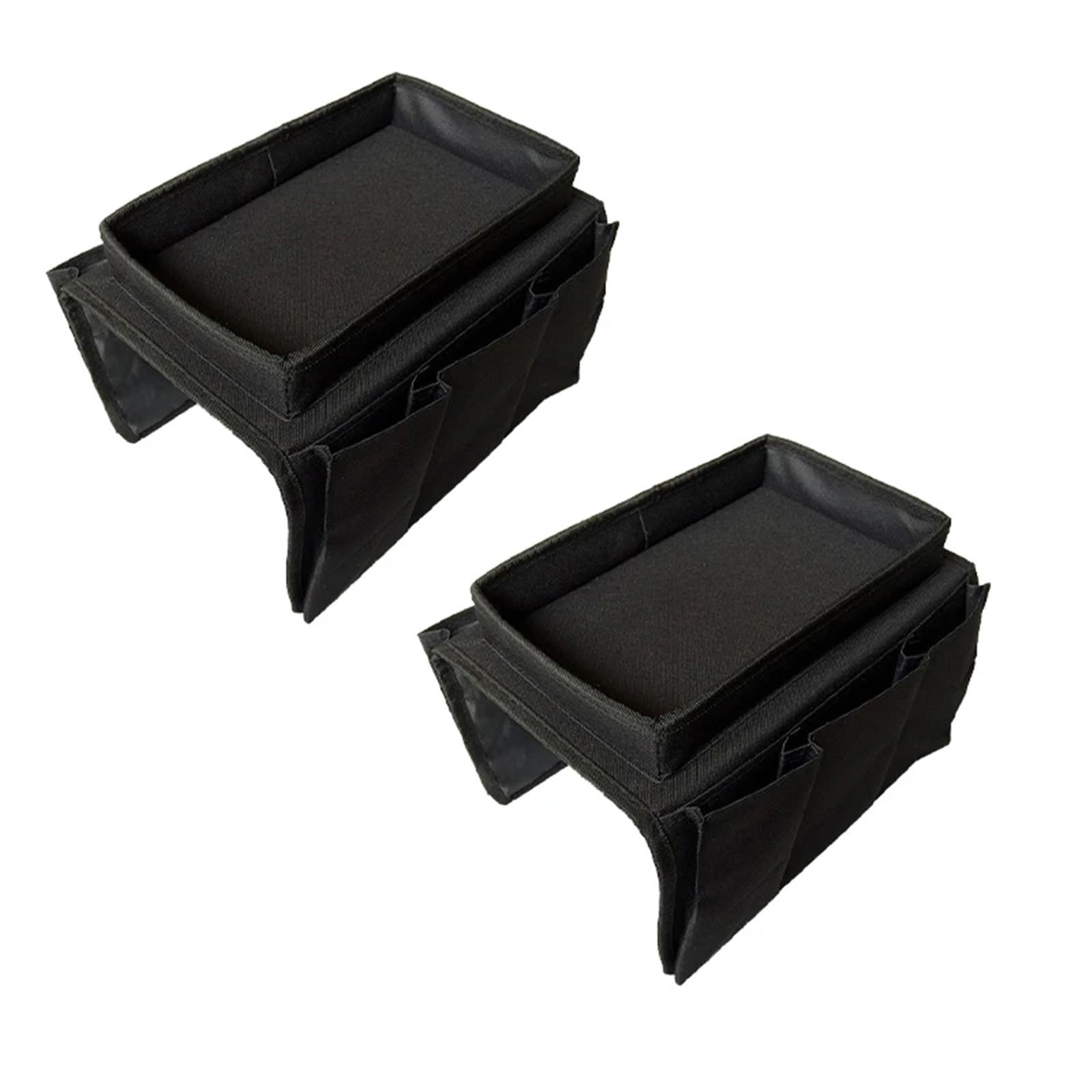 WWYYZAYC 2pcs Sofa Armrest Organizer 5 Pockets Couch Armchair Caddy Remote Control Holder Bag For Snacks Glasses Magazines(2pcs Black)