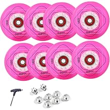 8 Pack Inline Wheels 64mm 68mm 72mm 76mm 80mm Inline Skate Wheels with ABEC-9 Bearings 88A Durable PU Inline Skate Replacement Wheels Indoor Outdoor for Kids Teens Pink,68mm