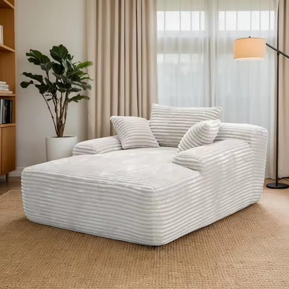 Oversized Chaise Lounge Chair Indoor - 67" Plush Upholstered Sofa Bed with 2 Throw Pillows Armrests