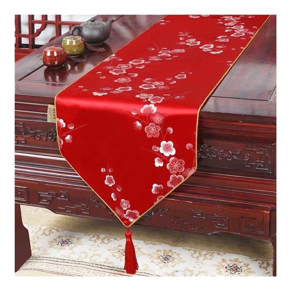 Drapeau chinois blanc pour lit d'hôtel - Motif fleurs et oiseaux - Décoration de mariage (style 04,33 x 150 cm)