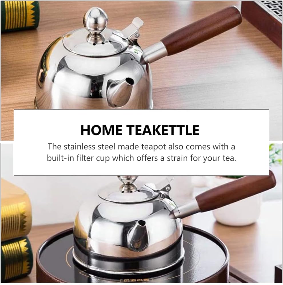 Stainless Steel Whistling Tea Kettle Coffee Kettle 500ml with Handle Stovetop Tea Kettle Water Milk Warmer for Home Camping Kitchen Outdoor Hiking Silver Teapots (Silver)