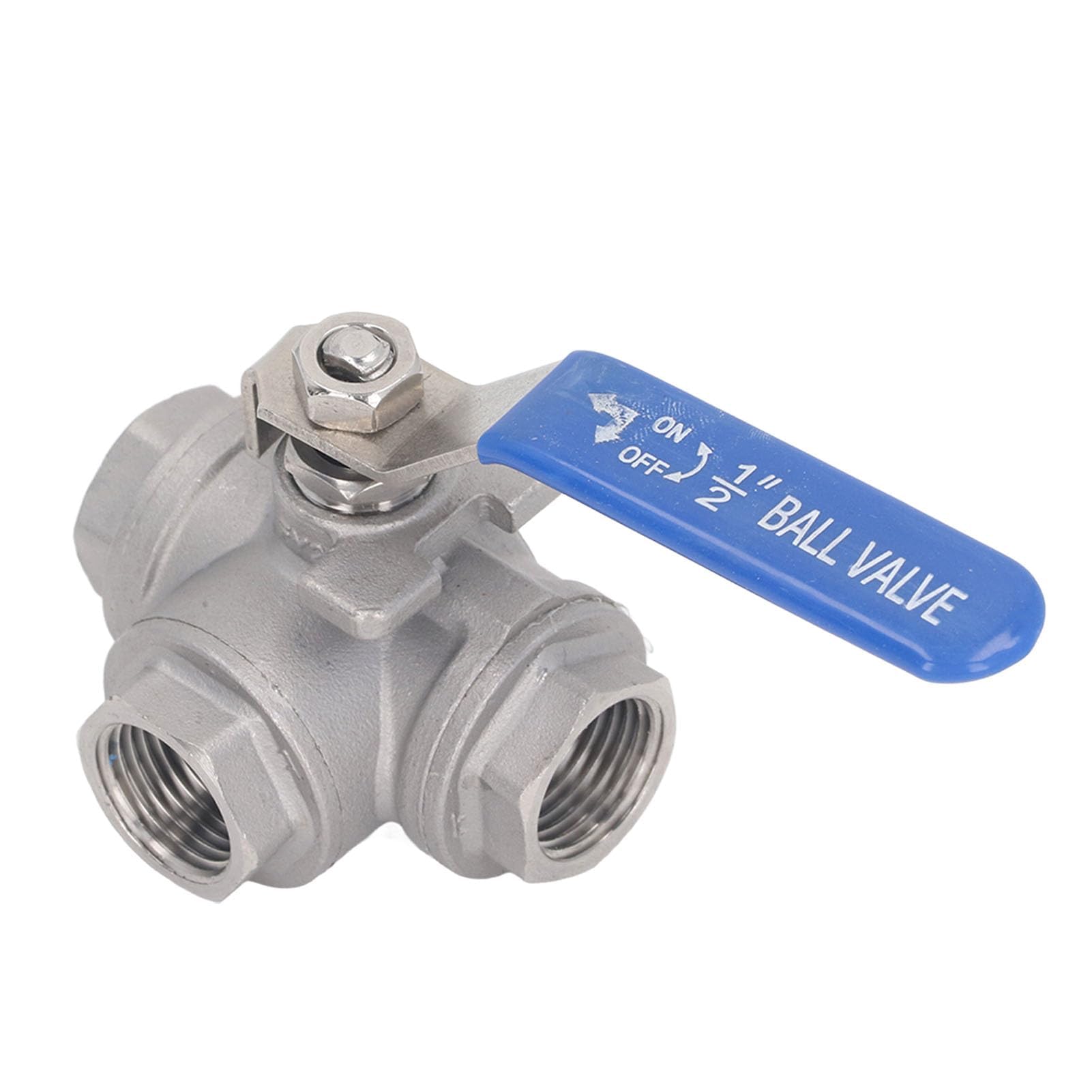 Valvola a sfera a 3 vie tipo L azionamento manuale 1/2" DN15 in acciaio inox filettatura femmina valvola a sfera per acqua, olio, gas