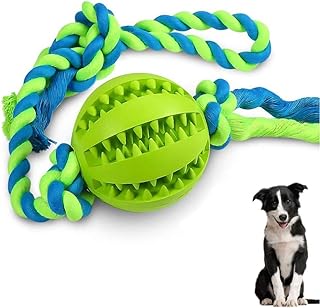 WeTest Dog Chew Ball Interactive Toys, Dog Cleans Teeth Training Balls on Cotton Rope For Small Medium Dogs (Green) (LJ-ZLK-112802)