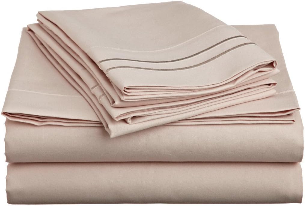 Elegance Linen 1200 Thread Count EGYPTIAN QUALITY Luxury Ultra Soft 4 pc Sheet set, Deep Pocket Up to 16" - Wrinkle Resistant - All Size and Colors, KING, Beige