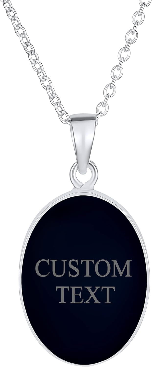 Bling Jewelry Customizable Personalize Vintage Antique Style Simulated Black Onyx Sitting White Grey Puppy Dog Portrait Cameo Pendant Necklace For Women Teen .925 Sterling Silver Custom Engraved