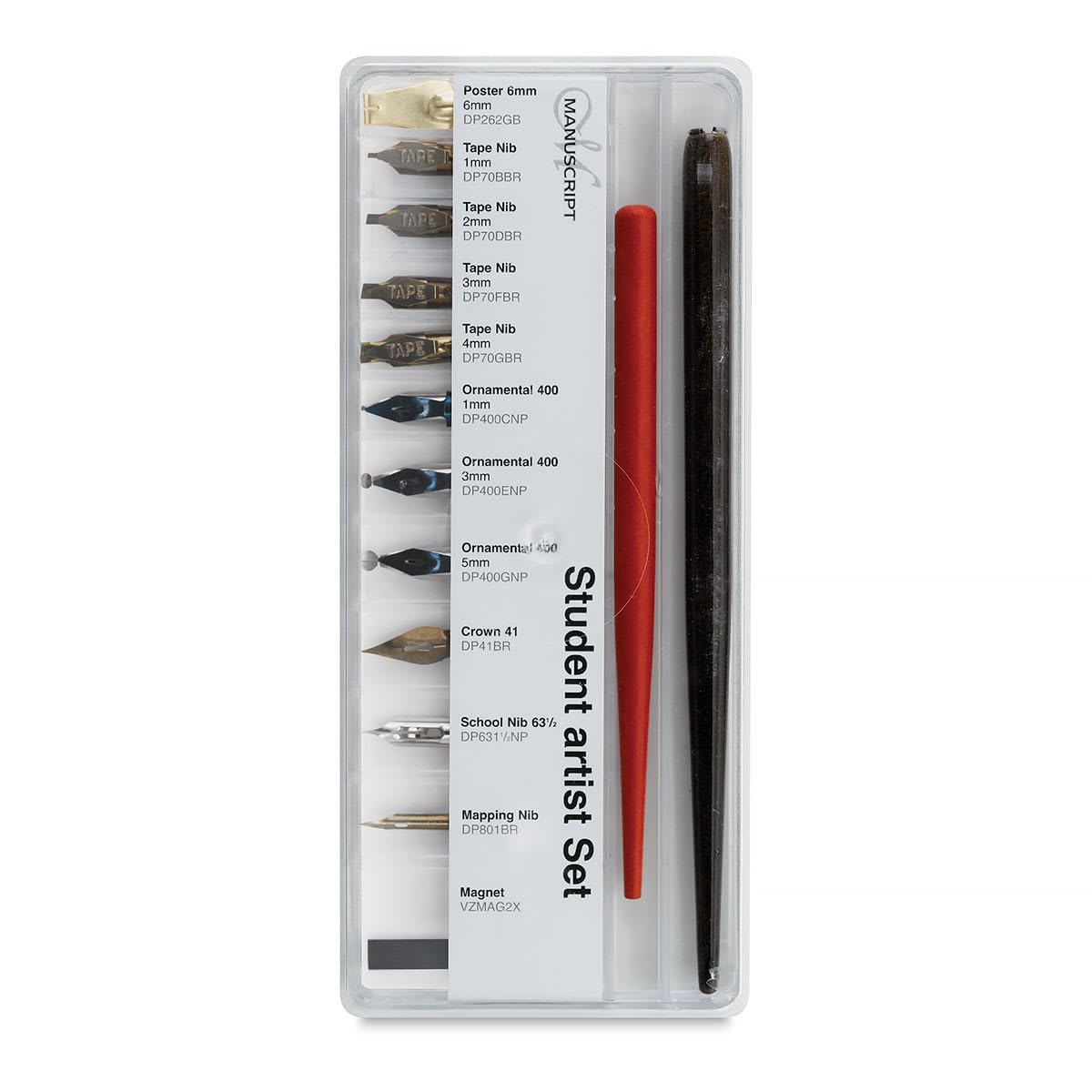 MANUSCRIPT Student Art Set - Calligraphy Beginners Set Containing 2x Dip Pen Holders & 11x Dip Pen Nibs (Poster, Tape, Ornamental, Crown, School & Mapping Styles)