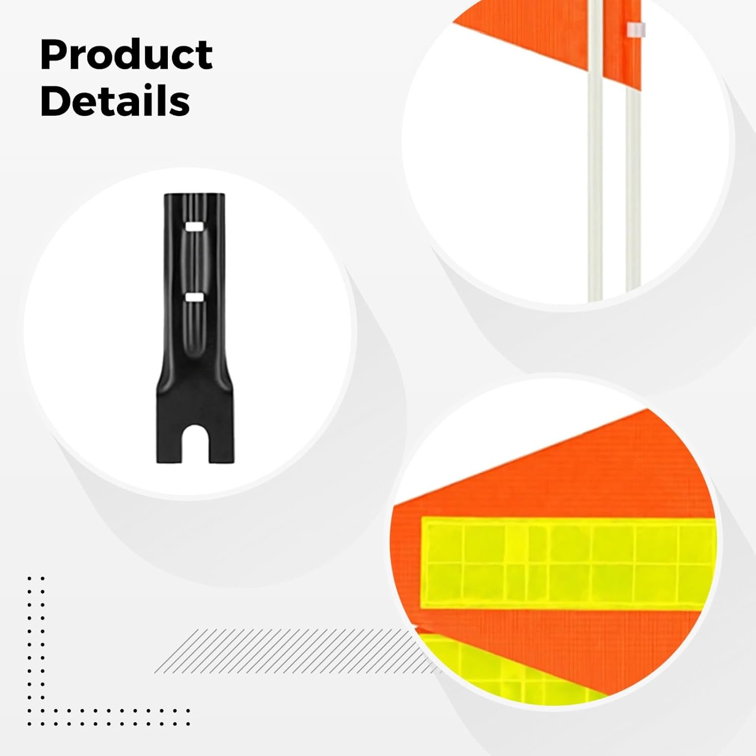 Adjustable Reflective Orange Safety Flag Kit - 3-Piece Set With Fiberglass Pole & Metal Bracket For Children'S Bicycles