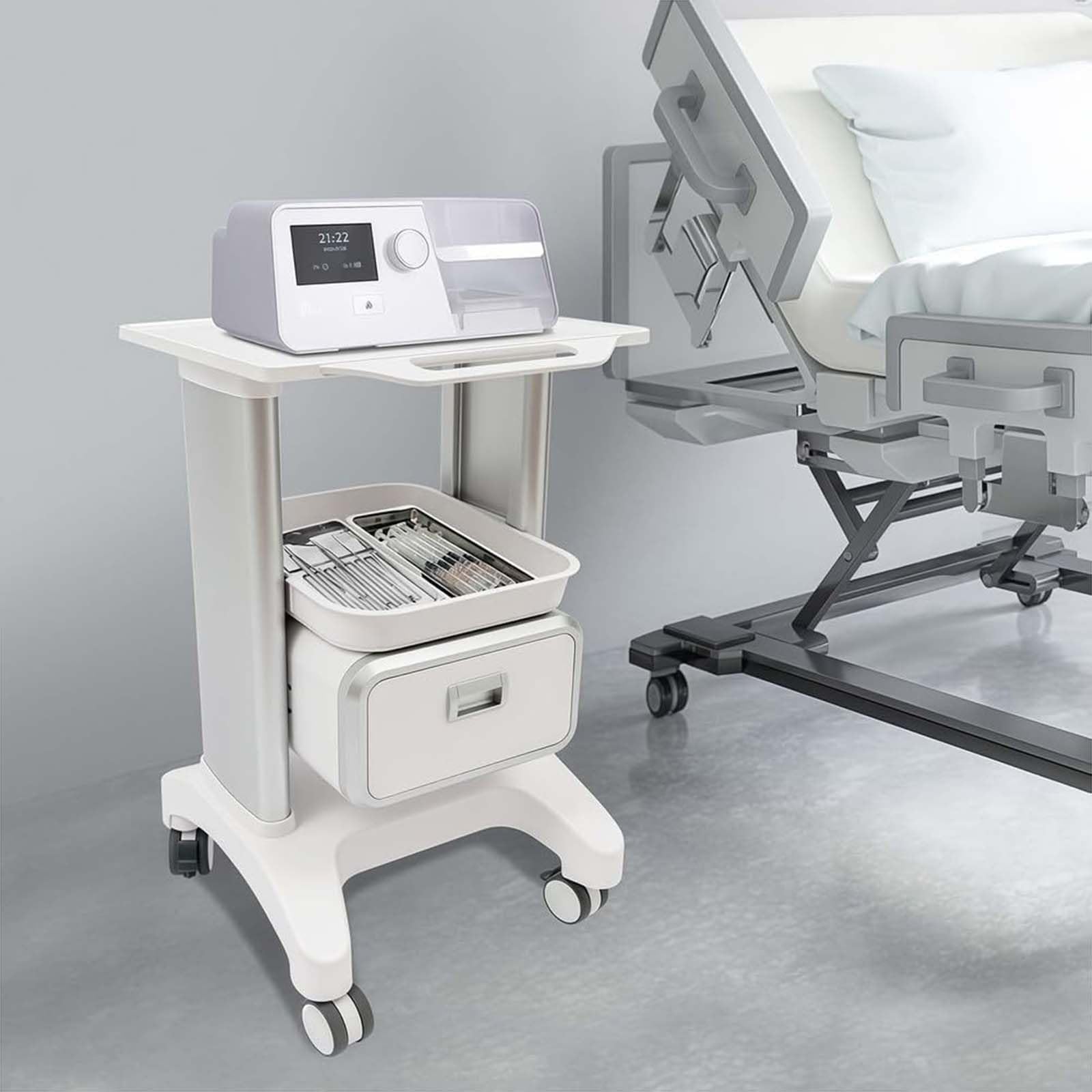 Przenośny wózek na stołek dentystyczny z cichymi kółkami i antypoślizgowymi podkładkami, idealny do szpitali, klinik, salonów piękności, spa, biur i sypialni