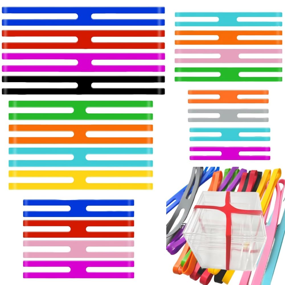 Aurelicxy 20pcs Wide Elastic Silicone Rubber Bands,5 Sizes Colourful Tear- Rubber Rings