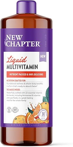 New Chapter Multivitamínico líquido + suplemento mineral para beneficios de todo el cuerpo, multivitamínico 100% delicioso para adultos,