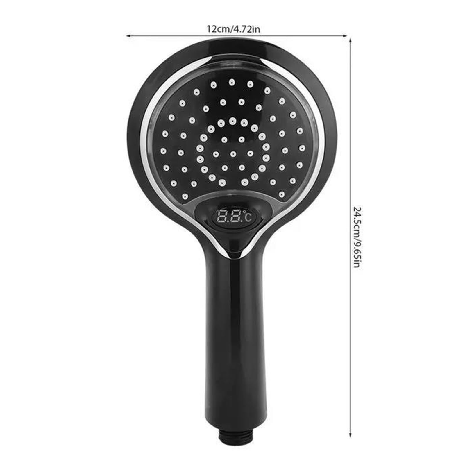 Soffione doccia a LED con sensore digitale, controllo della temperatura, 3 colori, getto d'acqua piovana, risparmio idrico, alta pressione, grande soffione doccia per bagno(Black)