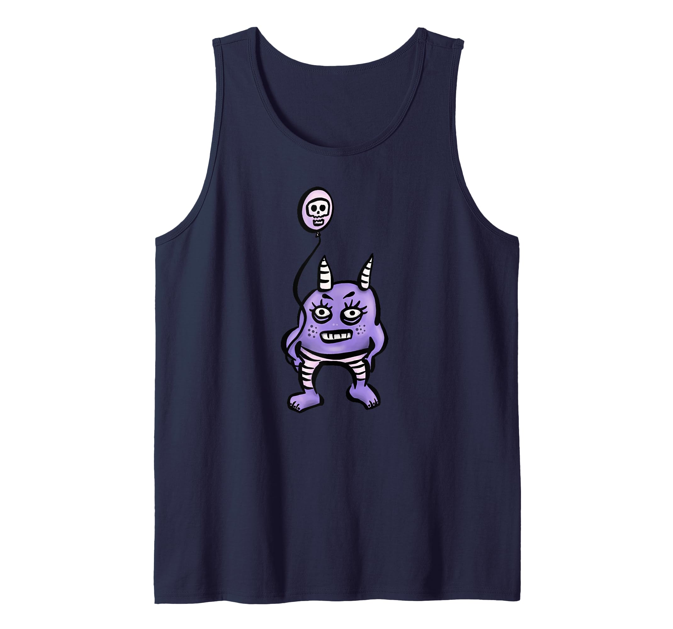 Threadless Boriana Funny Demon With Skull Balloon Graphic Tank Top