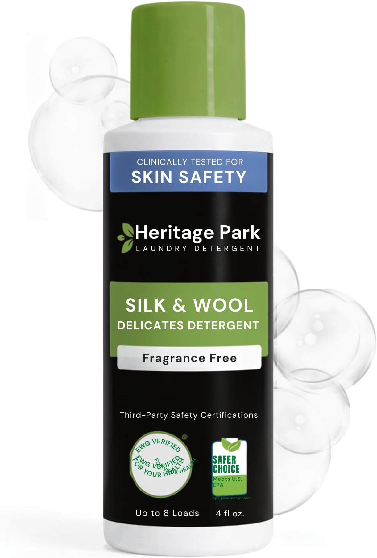 Heritage Park Silk & Wool Fragrance Free, Hypoallergenic, pH-Neutral Laundry Detergent - Dermatologist-tested, Sensitive Skin-Friendly, Enzymes-Free, Ultra Concentrated (4 Fl Oz)