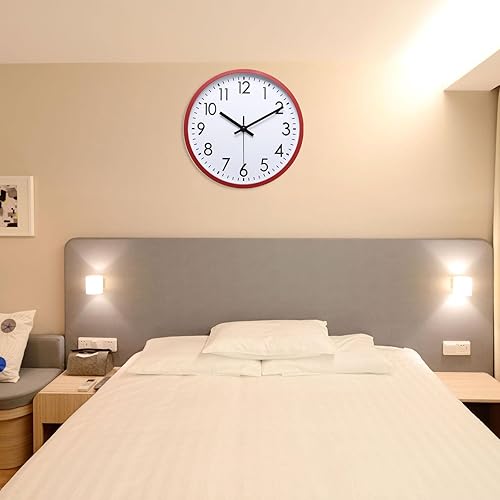 Miniatura 5 de PATIKIL Reloj de pared de 10 pulgadas, con número 3D, de cuarzo, funciona con pilas, silencioso, sin tictac, redondo, para decoración de oficina,