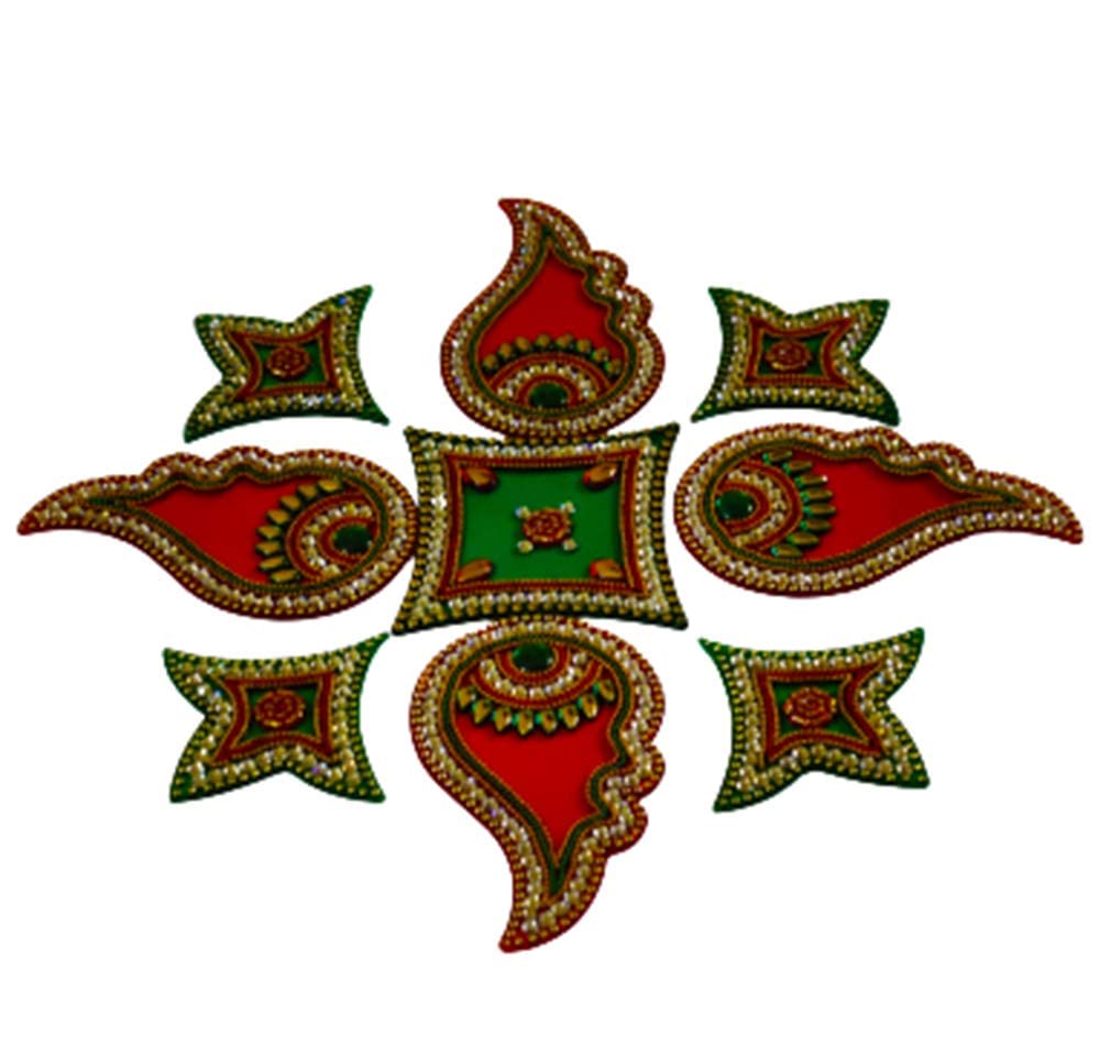 Rangoli reutilizable de diseños múltiples Radhna adorno de suelo 9 piezas 1