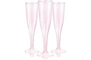WDF Plastic Glitter Champagne Flutes