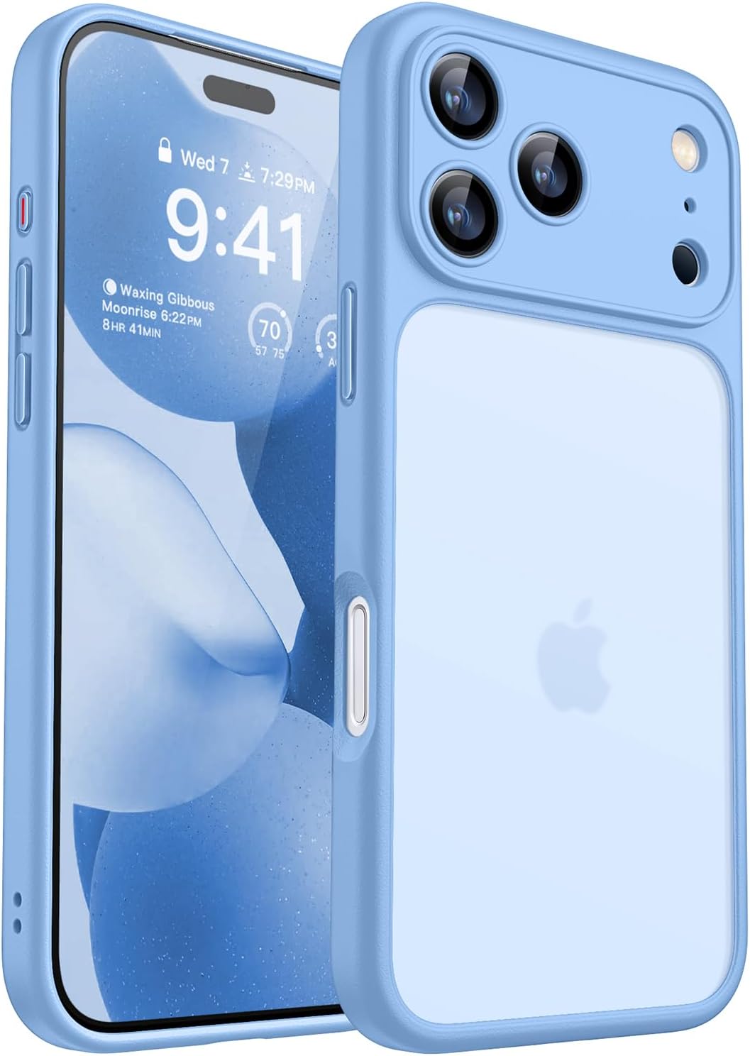 CANSHN Matowe Etui kompatybilne z iPhone 17 Pro, Półprzezroczysty Tyl, Odporność na Odciski Palców 6,3 cala - Jasny Niebieski
