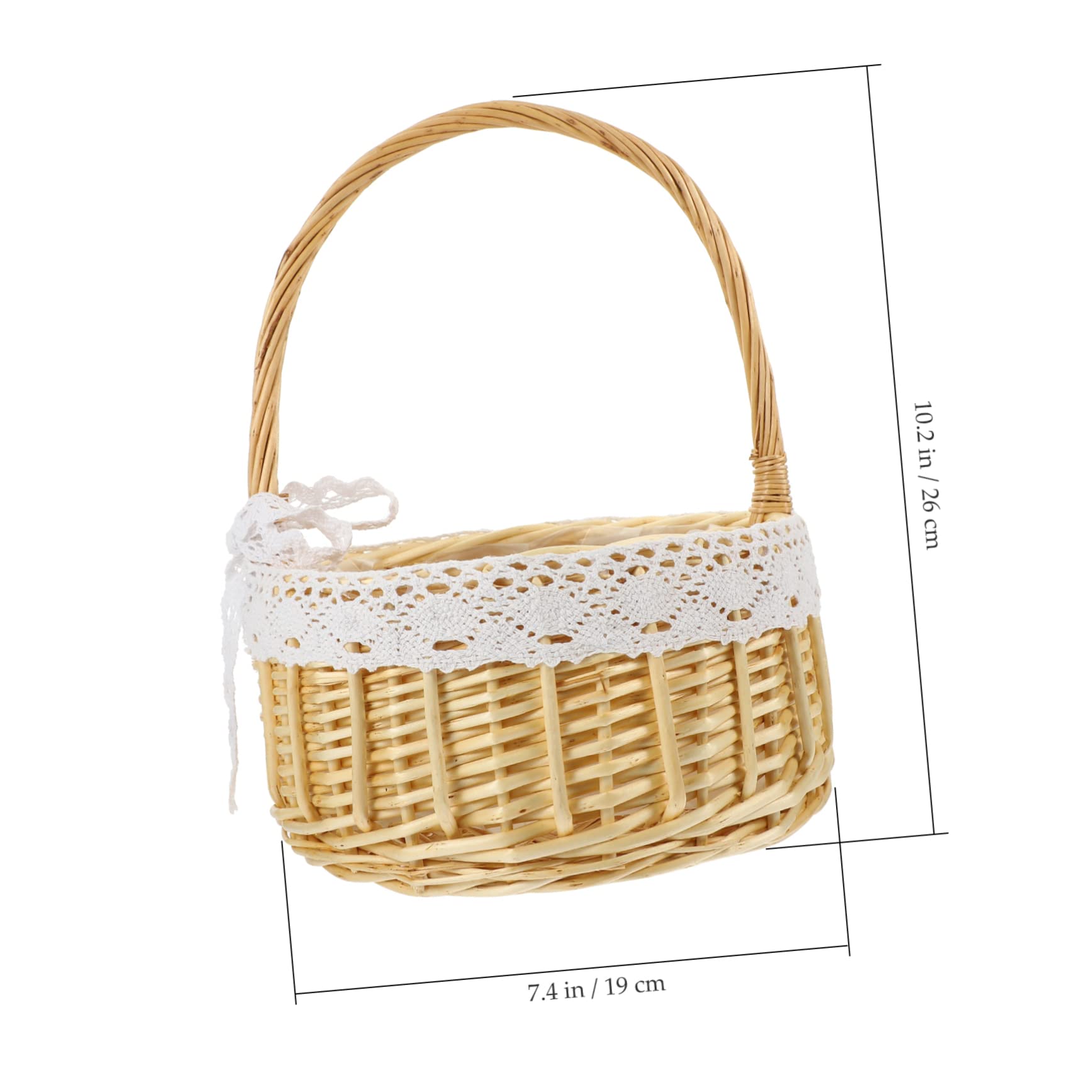 COLLBATH 1pc Portable Basket Lace Design Basket Mini Decorative Basket Wedding Baskets Oval Basket Portable Storage Bins Woven Storage Baskets Trendy Decor Girl Basket Wooden