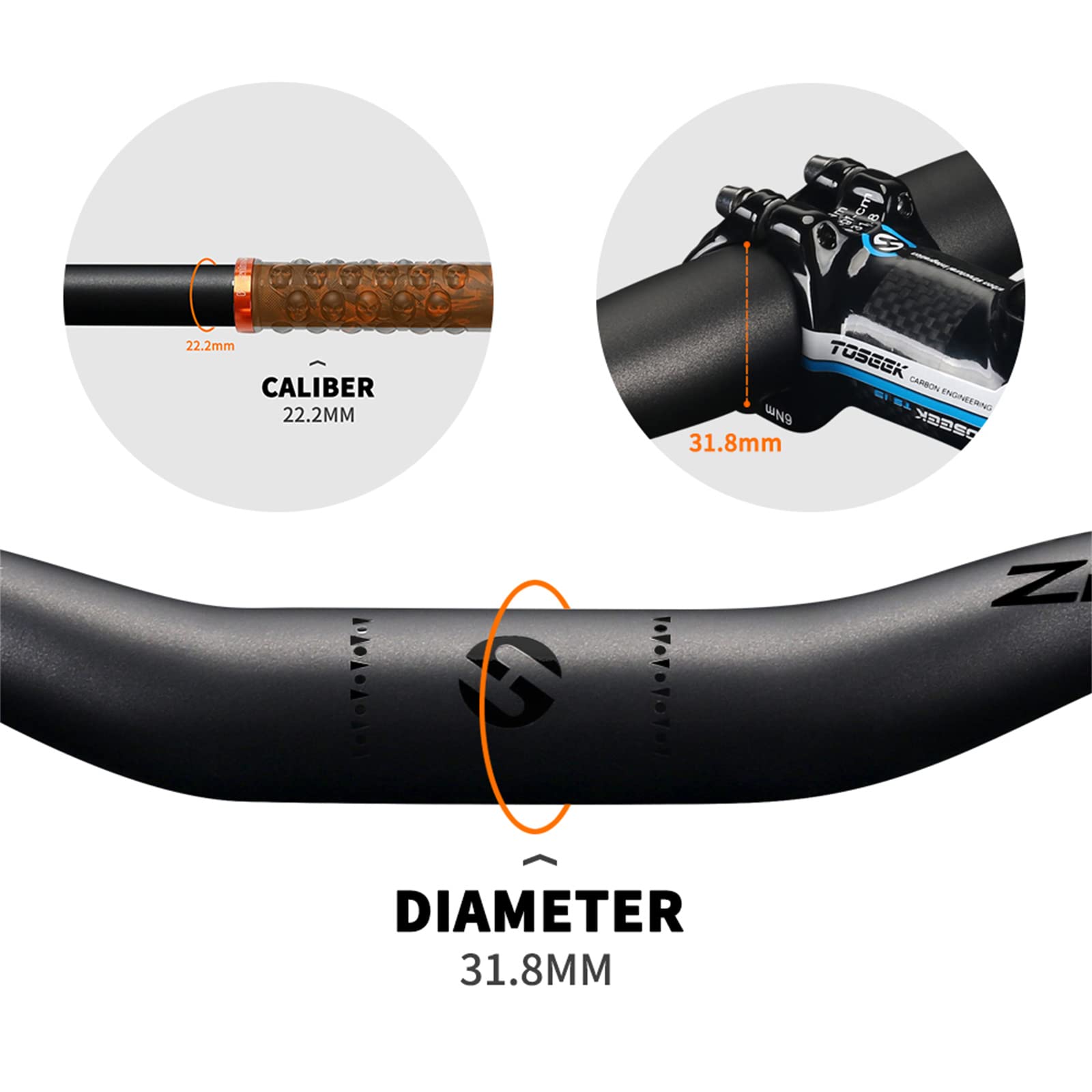 Guidon de vélo de Montagne entièrement en Carbone 31,8 * 580-760 mm Riser/Barres Plates 3K Matt Glossy Haute résistance Accessoires de vélo Super légers Guidons VTT