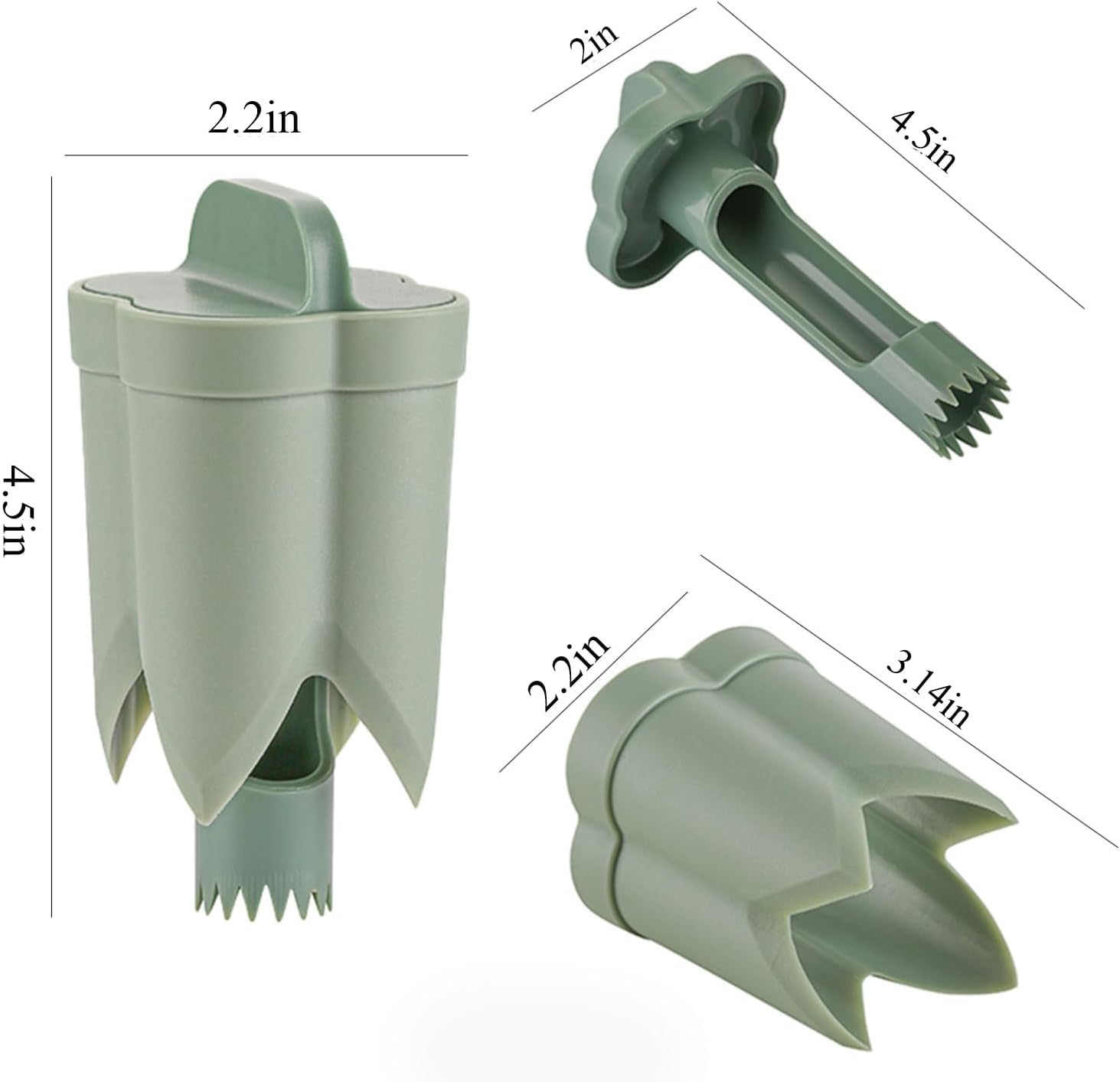 Green 2 in 1 Green Pepper Corer Seed Remover Tool for Vegetables Fruits