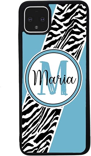 Miniatura 3 de Zebra Skin Stripe Blue Teal Personalized Black Rubber Phone Case Compatible With Google Pixel 10, 10 Pro, 10 Pro XL, 9a, 9 Pro, Pixel 9, Pixel 9 Pro