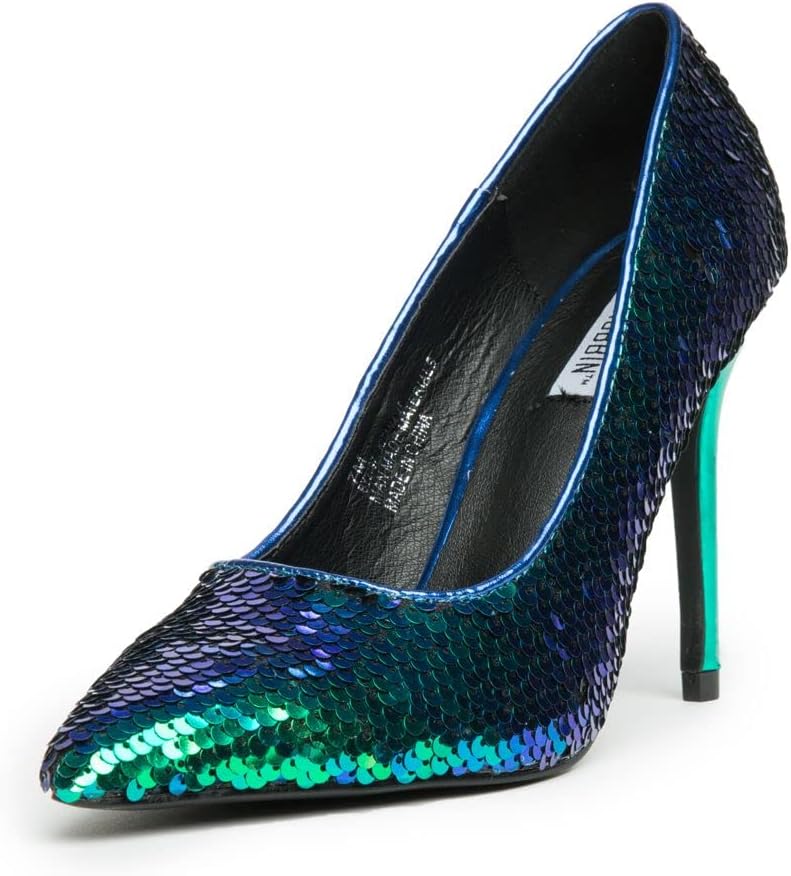 Cape Robbin Women's Sequence High Heel Sequin Pointed Toe Stiletto Heel Pumps Kitana-45 (6, Mermaid)