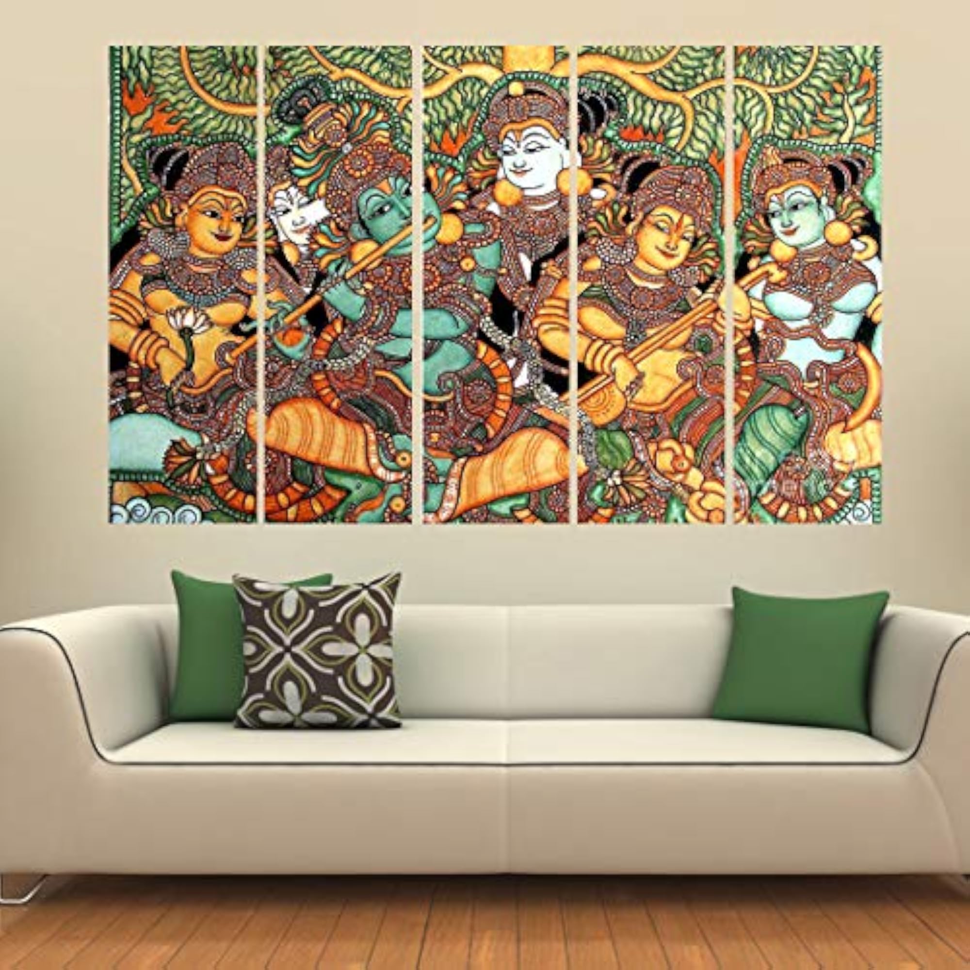 Kerala Mural Wall Painting with Wooden Frame, Traditional Art
