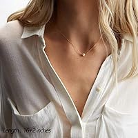 Vista 3 de Turandoss - Collar y gargantilla refinada escalonada en forma de Y, hecho a mano, chapado en oro de 14 quilates, dije en barra y disco, ajustable